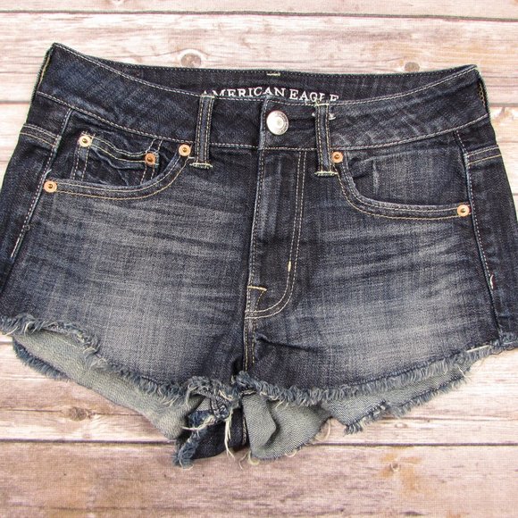 American Eagle AEO Raw Hem Booty Shorts Stretch 2 - Picture 7 of 7